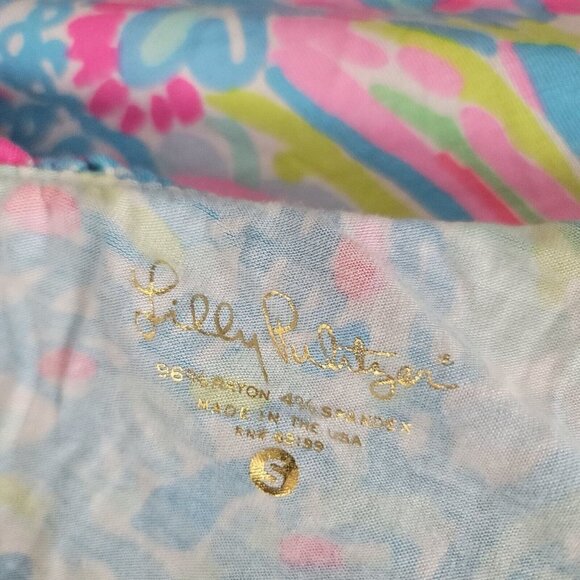 Lilly Pulitzer Floral One Shoulder Ruffle Top Womens Small Coral Beach Vacation - Picture 7 of 7